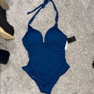 Victoria's Secret Blue One Piece Swimsuit with Plunging V-neckline